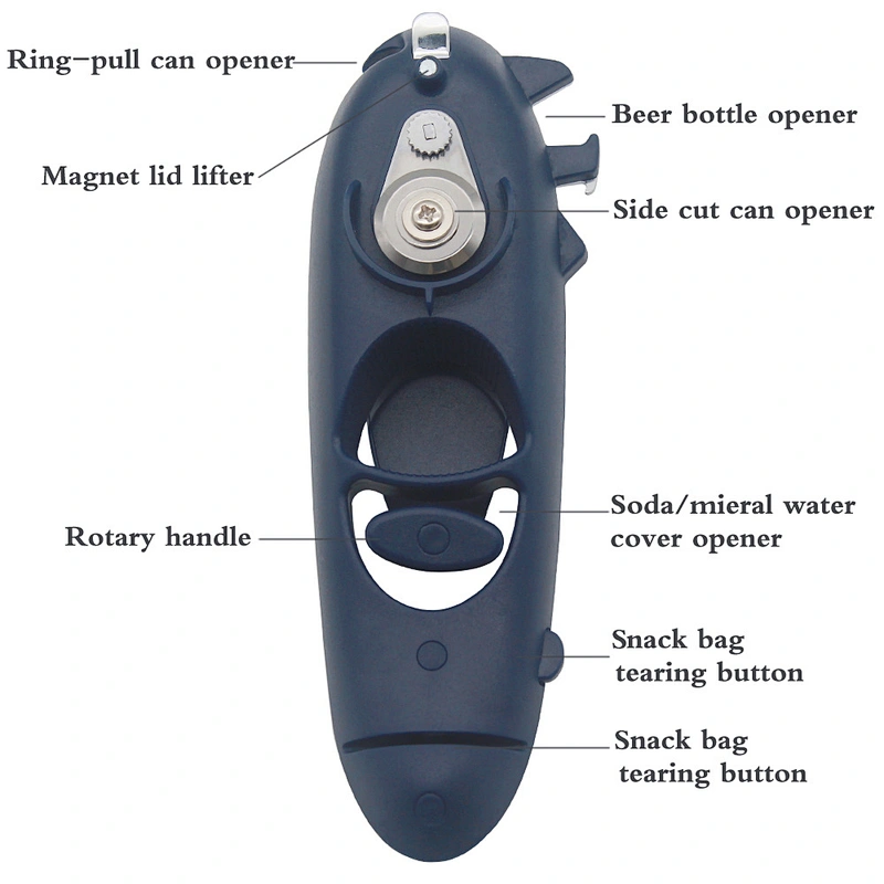 8 in 1 Hand Can Opener Kitchen Tool Multi-function Can Opener Manual with Magnet Stainless Steel Easy Can Jar Opener