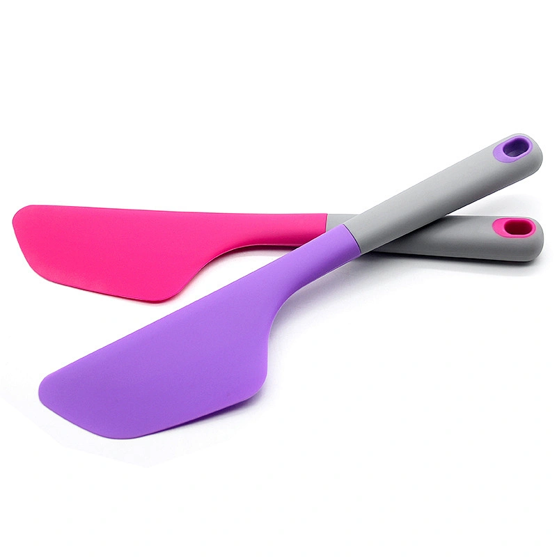 OEM color high quality non-slip handle soft head 100% food grade silicone spatula