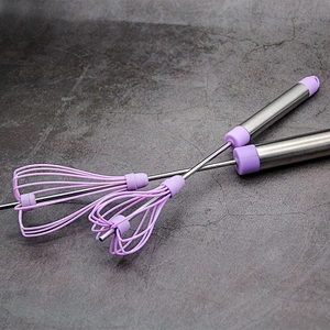 YF Smart Kitchen Gadgets Purple Color Semiautomatic Egg Beater Stainless Steel Profissional Manual Egg Beater Whisk