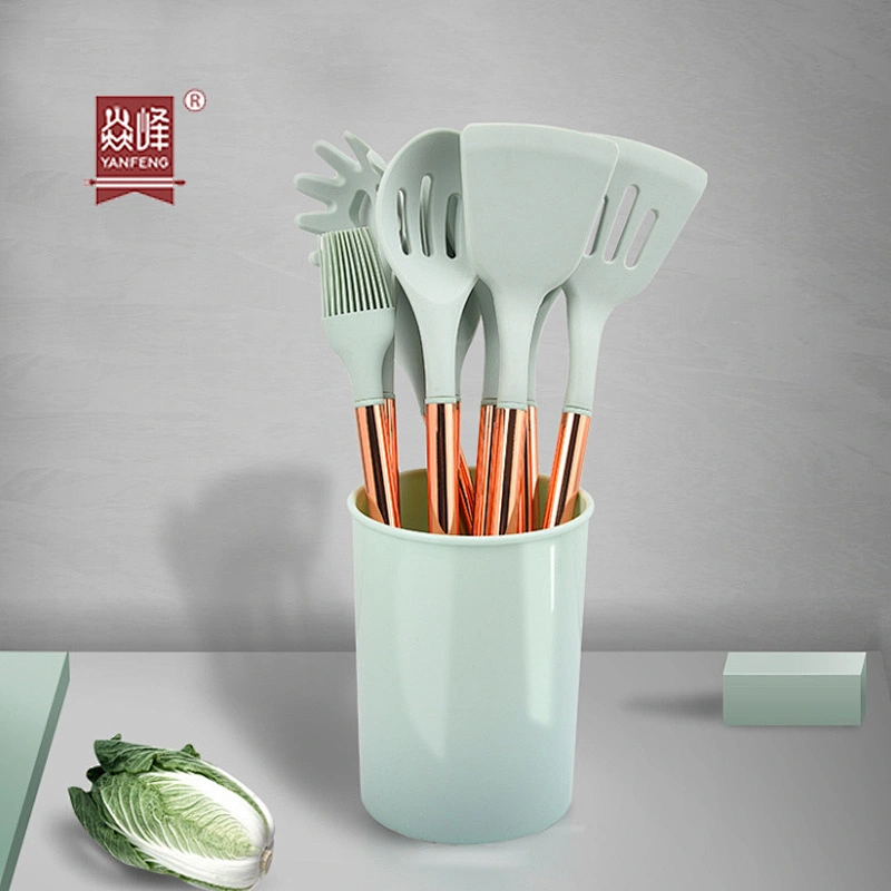 High Quality Kitchenware 10 Piece Set Silicone Stainless Steel Handle Nonstick Kitchen Utensils Set for Baking Tools