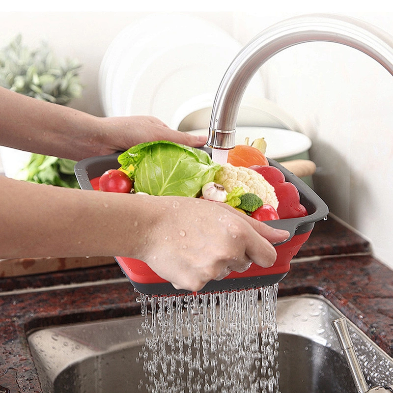 Factory direct sales free sample folding silicone kitchen collapsable colander set