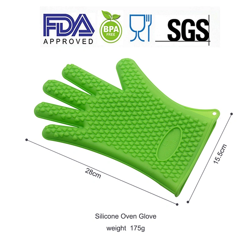 Amazon profession stocking waterproof kitchen silicon heat resistant glove for oven