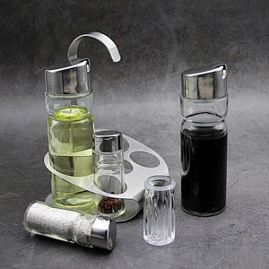YF Smart Kitchen Cooking Tools 6pcs Condiment Set Shaker Salt & Pepper Shaker Glass Oil & Vinegar Bottle