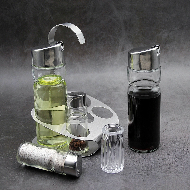 YF Smart Kitchen Cooking Tools 6pcs Condiment Set Shaker Salt & Pepper Shaker Glass Oil & Vinegar Bottle