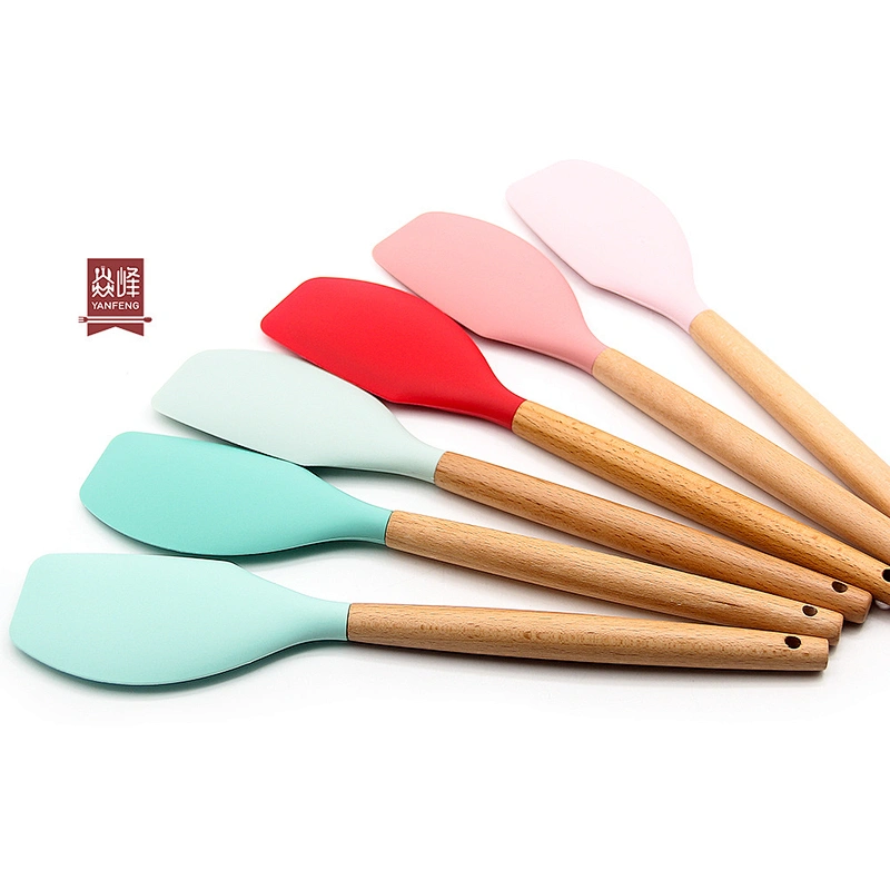 Mini Silicone kitchen Spatula with Wooden handle Chocolate Dough Baking Cake BBQ Grill Scraper For Cooking Set New Cake Tools