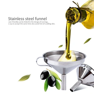 YF professional kitchen gadgets supplier 304 stainless steel funnel with removable strainer filter for home kitchen use