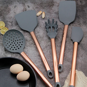 11pcs Silicone Kitchen Practical Cooking Tools Spatula Shovel Spoon With rose gold utensil set Kitchenware Cooking Utensils Set