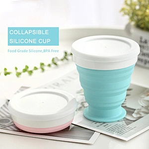 Amazon Hot Sale Silicone Folding Grade Cup and Bowl for Travelling Camping Coffee Cup with Keychain Portable Storage Bowl Cup