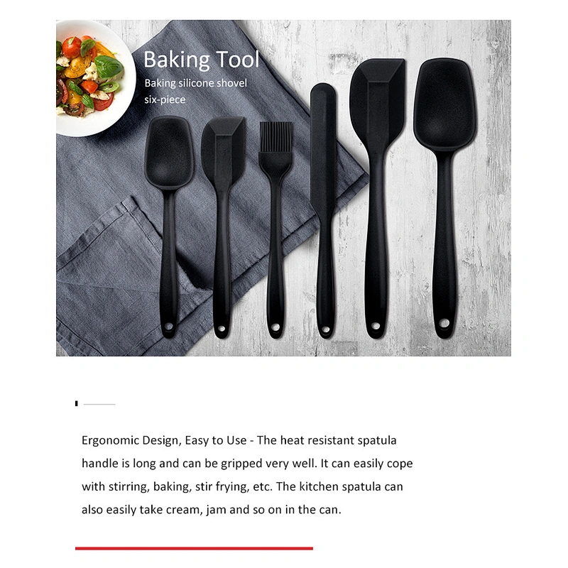 food grade silicone ergonomic design baking tool baking silicone shovel six pieces silicone spatula set