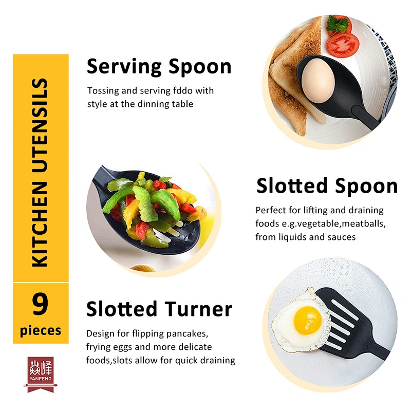 food grade nylon stainless steel kitchen utensils silicone kitchenware cooking tools utensils set