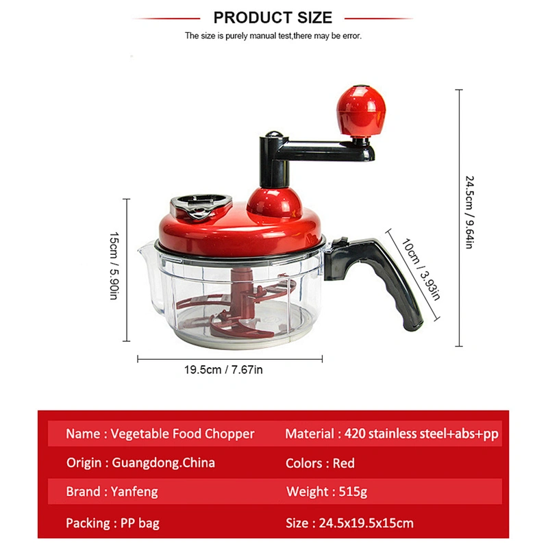 YF Manual Food Vegetable Chopper Stainless Steel Blade Multi-functional Meat Vegetable Fruit Cutting Chopper
