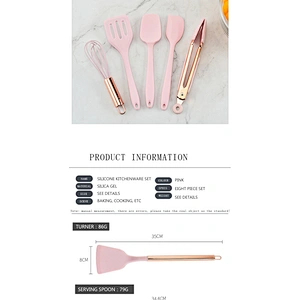 8pcs Stainless Steel Hollow Handle Silicone Kitchenware Tools Silicone Kitchen Utensil Set
