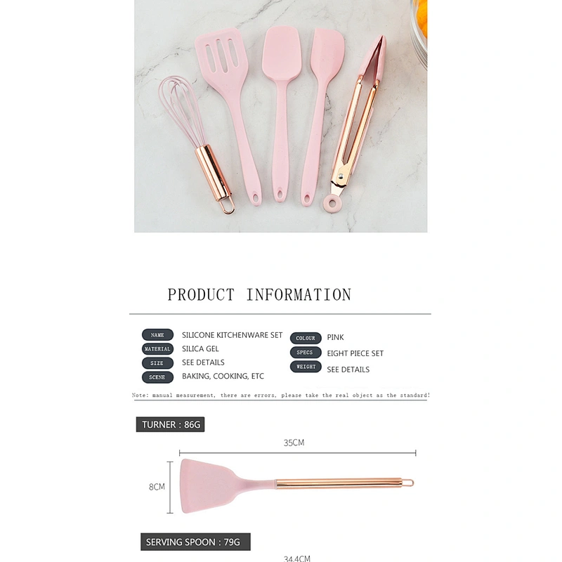 8pcs Stainless Steel Hollow Handle Silicone Kitchenware Tools Silicone Kitchen Utensil Set