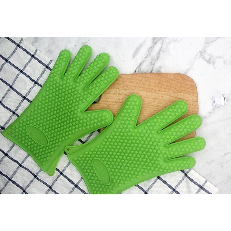 Amazon profession stocking waterproof kitchen silicon heat resistant glove for oven