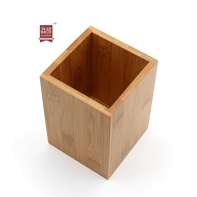 YF Eco-friendly natural bamboo utensil holder tableware organizer square bamboo storage holder