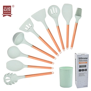 High Quality Kitchenware 10 Piece Set Silicone Stainless Steel Handle Nonstick Kitchen Utensils Set for Baking Tools