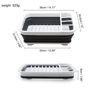 Foldable Drying Dish Rack Silicone Utensils Sink Collapsible Dish Drainer with Drainer Board Storage Holders Kitchen Accessories