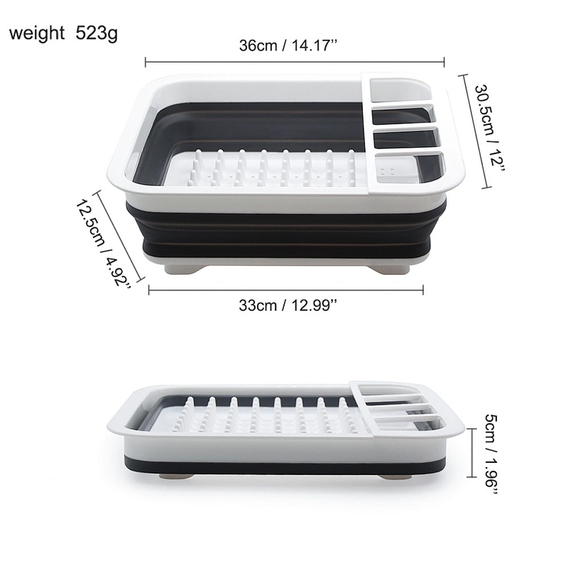 Foldable Drying Dish Rack Silicone Utensils Sink Collapsible Dish Drainer with Drainer Board Storage Holders Kitchen Accessories