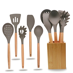 6Pieces In 1 Set Silicone Kitchen Accessories Cooking Tools Kitchenware set Cocina Wooden Handles Silicone Kitchen Utensils