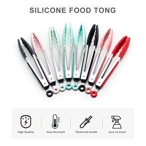 Ready To Ship low MOQ durable food grade Kitchen using tool silicone BBQ tong for food