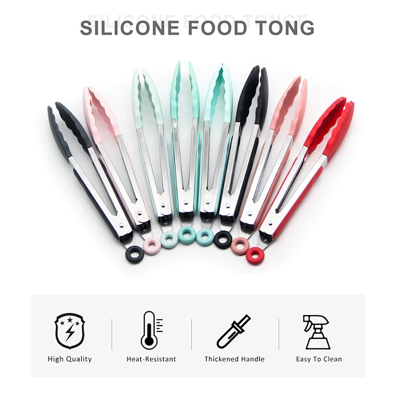 Ready To Ship low MOQ durable food grade Kitchen using tool silicone BBQ tong for food