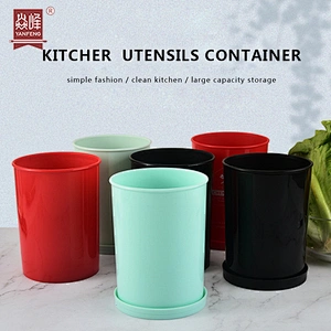 Plastic Kitchen Utensil Tools Storage Bucket Canister Holder Barrel and Tableware Storage Rack Kitchen Accessories