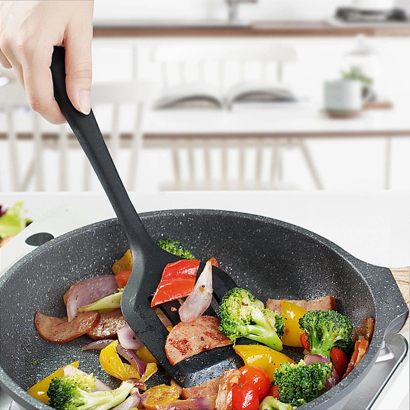 High quality wholesale kitchen accessories black color 10pcs silicone kitchen utensils