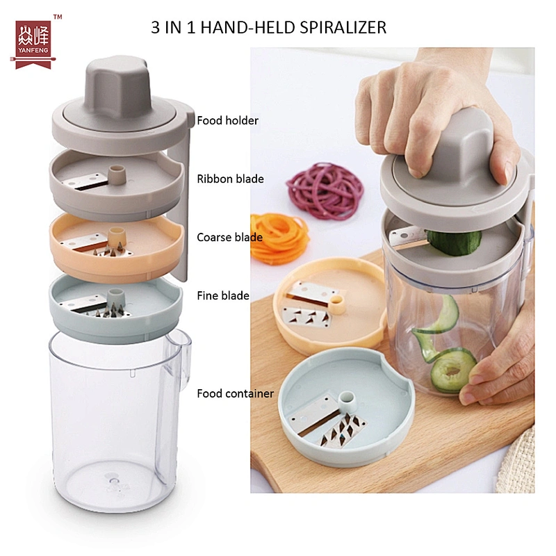 Smart Kitchen Gadgets Vegetable Cutter Spiralizer 3 in 1 Vegetable Screw Peeler Cutter with Container