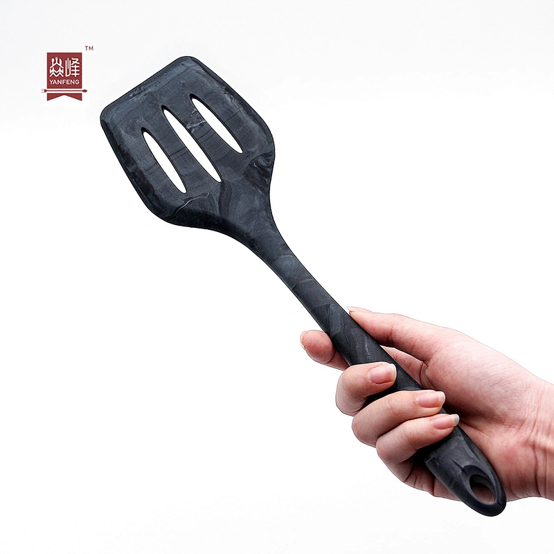 Unique marble design 6 pieces gray kitchen utensils made of food grade silicone cooking utensils