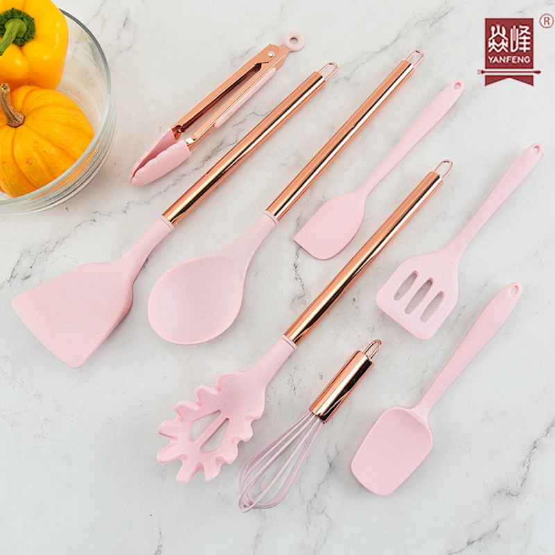 8pcs Stainless Steel Hollow Handle Silicone Kitchenware Tools Silicone Kitchen Utensil Set