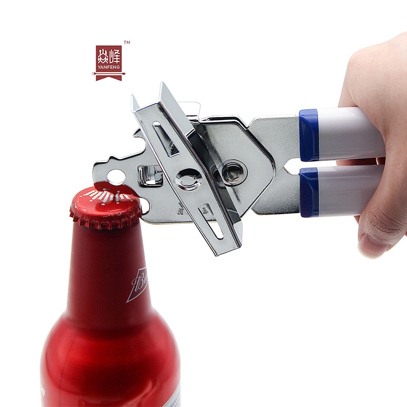 Premium Quality Stainless Steel Manual Can Opener with Non Slip Handle White Safety Can Opener