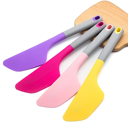 OEM color high quality non-slip handle soft head 100% food grade silicone spatula
