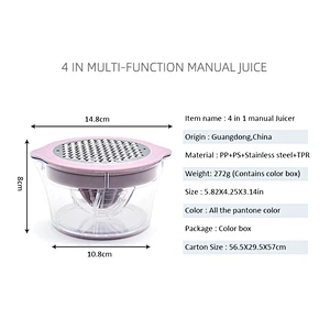 Hot Selling Vegetable & Fruits Tools Portable 4 in 1 Manual Juicer Lemon Squeezer with Container