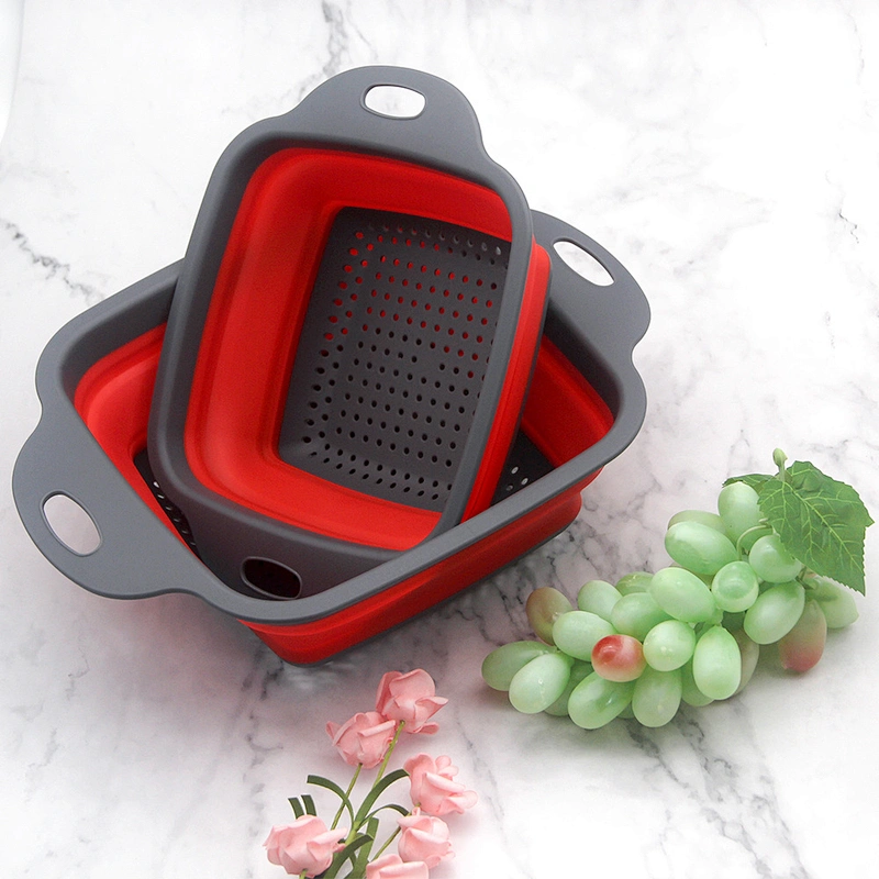 Factory direct sales free sample folding silicone kitchen collapsable colander set
