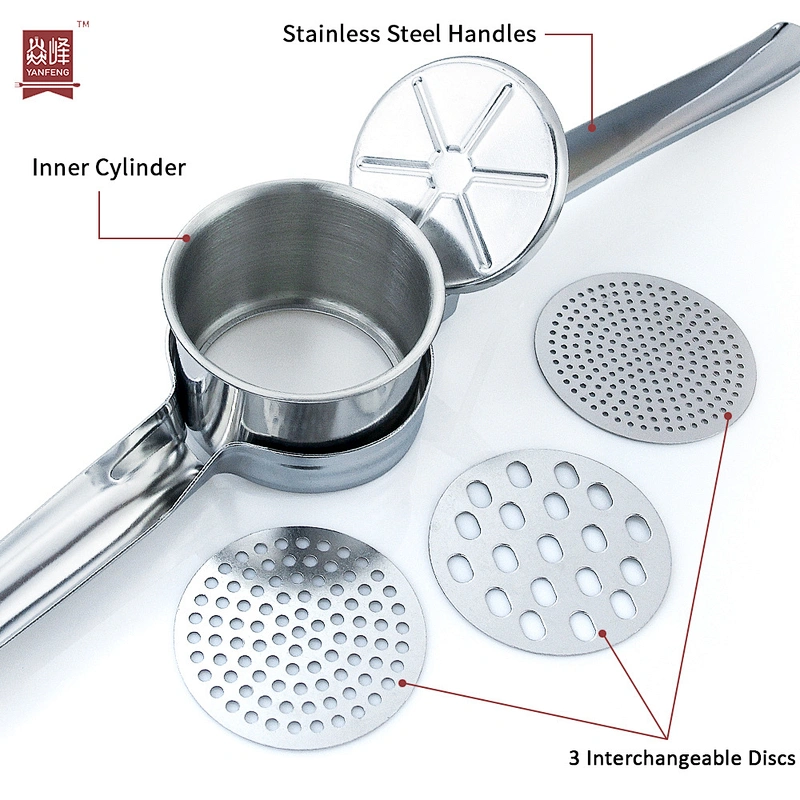 High Quality Fruit and Vegetable Tools Stainless Steel 3 in 1 Potato Ricer Masher