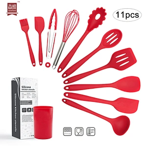 High quality wholesale kitchen accessories black color 10pcs silicone kitchen utensils