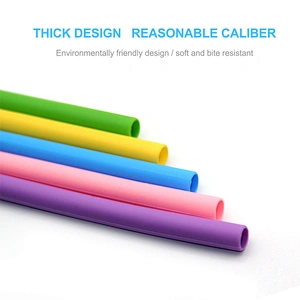 YF Portable Colored Silicone Drinking Straw BPA Free Food Grade Reusable Drinking Straw with Clean Brush