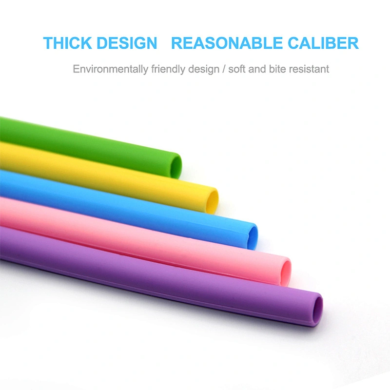 YF Portable Colored Silicone Drinking Straw BPA Free Food Grade Reusable Drinking Straw with Clean Brush