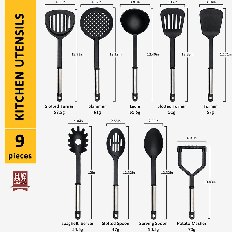 food grade nylon stainless steel kitchen utensils silicone kitchenware cooking tools utensils set