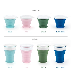 Amazon Hot Sale Silicone Folding Grade Cup and Bowl for Travelling Camping Coffee Cup with Keychain Portable Storage Bowl Cup