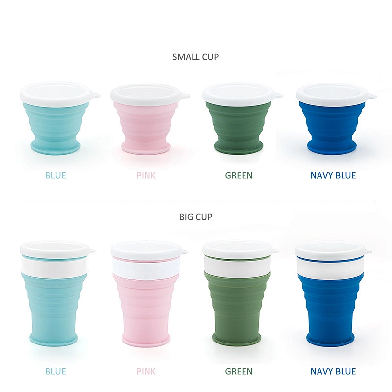 Amazon Hot Sale Silicone Folding Grade Cup and Bowl for Travelling Camping Coffee Cup with Keychain Portable Storage Bowl Cup