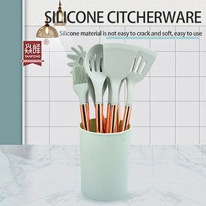 High Quality Kitchenware 10 Piece Set Silicone Stainless Steel Handle Nonstick Kitchen Utensils Set for Baking Tools
