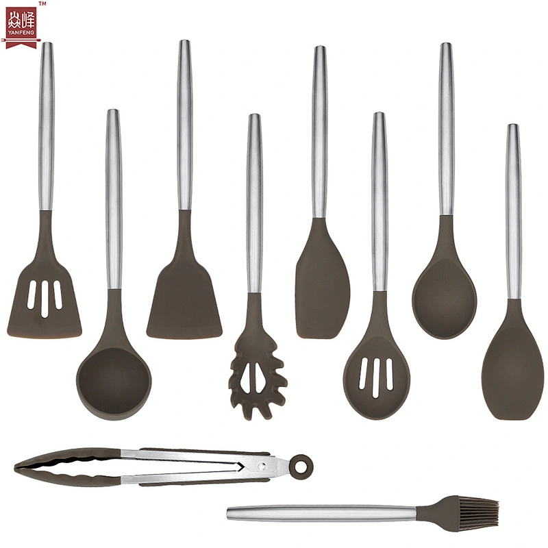 YF Wholesale Kitchen Utensils 11 pcs Silicone Cooking Kitchen Utensils Set OEM&ODM Accepted