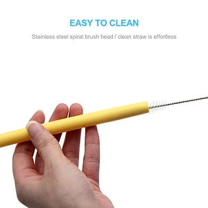 YF Portable Colored Silicone Drinking Straw BPA Free Food Grade Reusable Drinking Straw with Clean Brush
