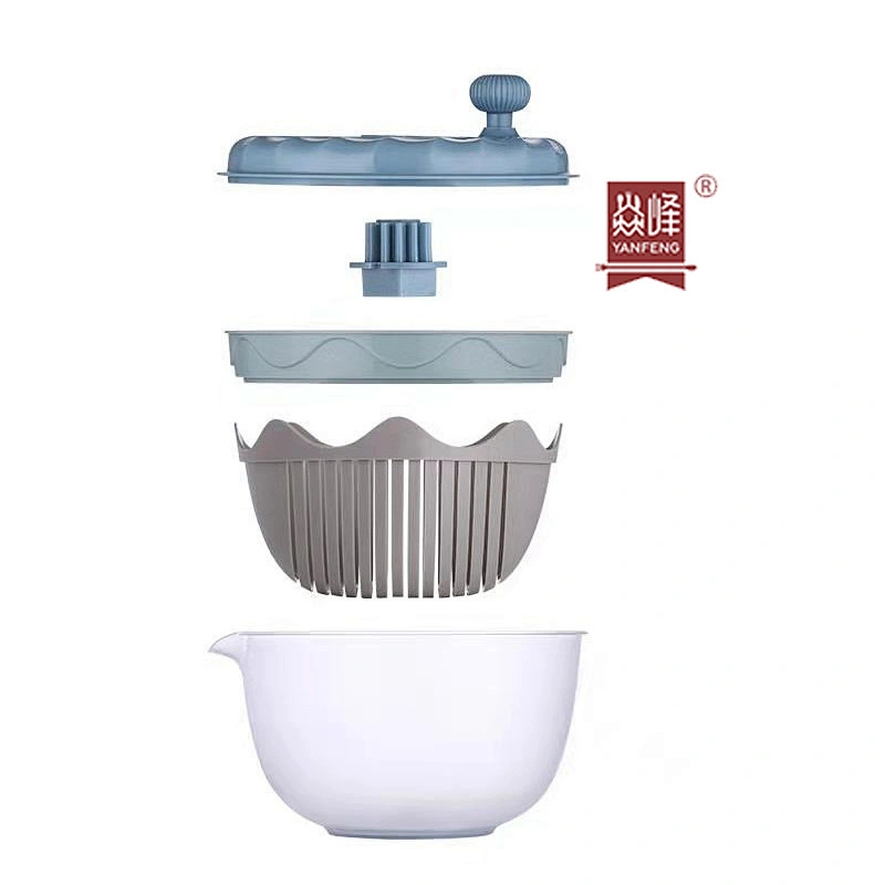 Convenient Plastic Manual Salad Spinner Fruit and Vegetable Dehydr or Salad Dryer Spinners with Vegetable Basket Household