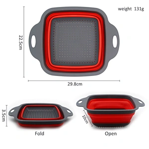 Factory direct sales free sample folding silicone kitchen collapsable colander set