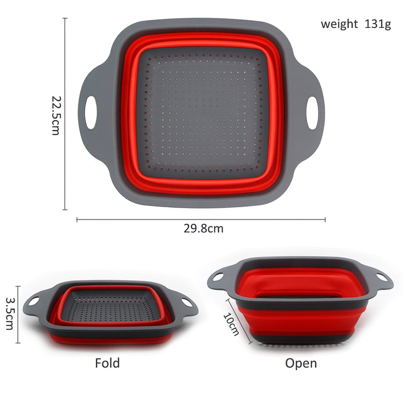 Factory direct sales free sample folding silicone kitchen collapsable colander set