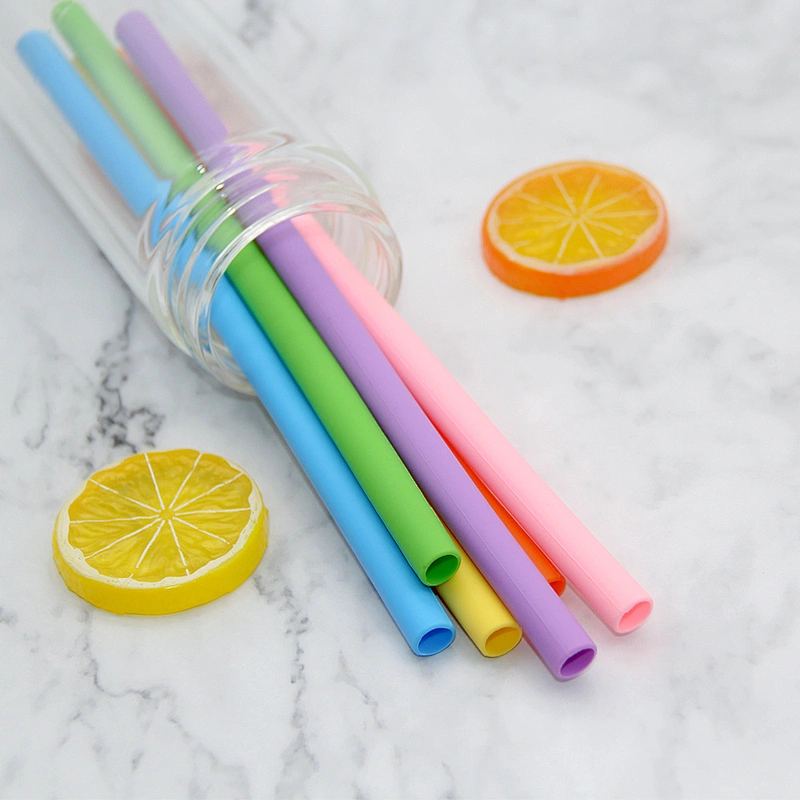 YF Portable Colored Silicone Drinking Straw BPA Free Food Grade Reusable Drinking Straw with Clean Brush