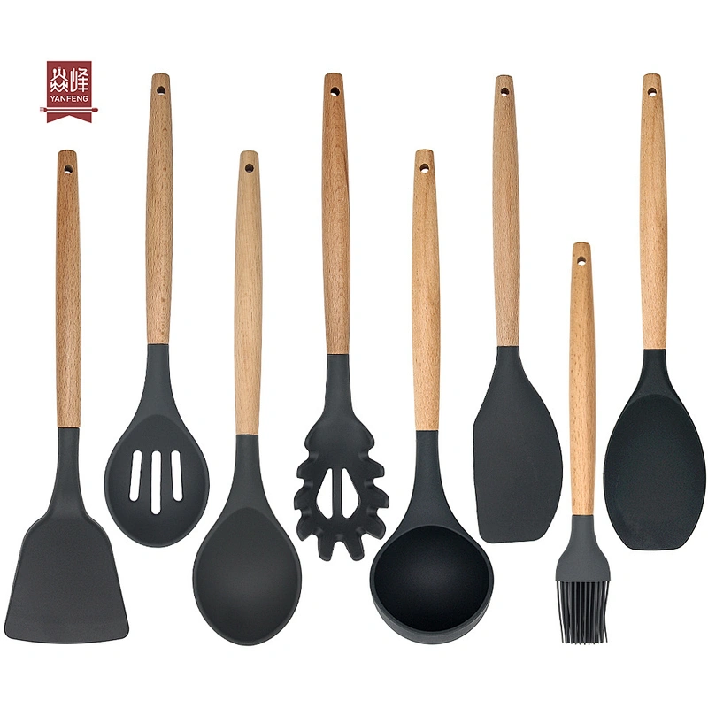 High Quality Heat Resistant Non-Stick Bulk Silicone Kitchen Utensils 8 Pieces Baking Tools Wholesale