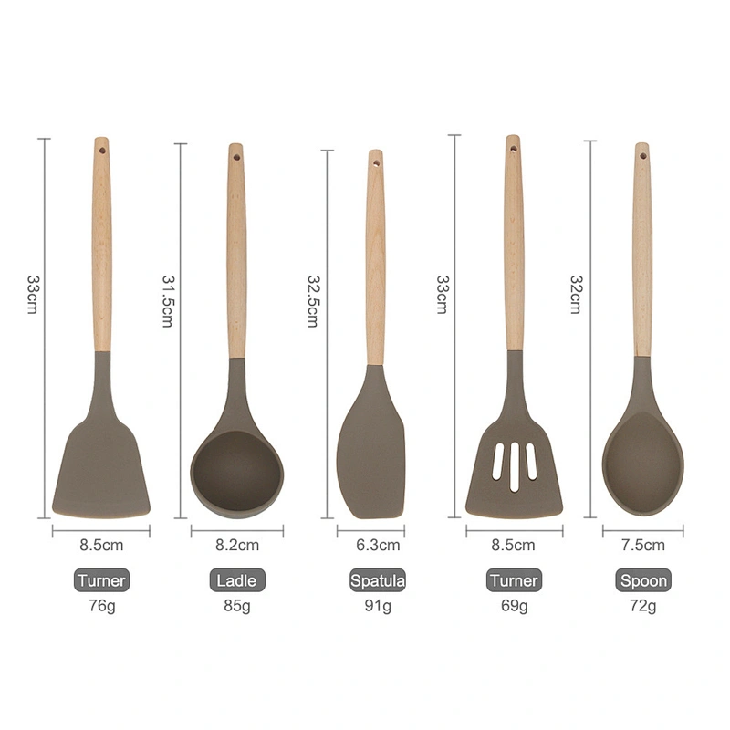 silicone material kitchen accessories with reasonable 10 pcs kitchen utensils set family use